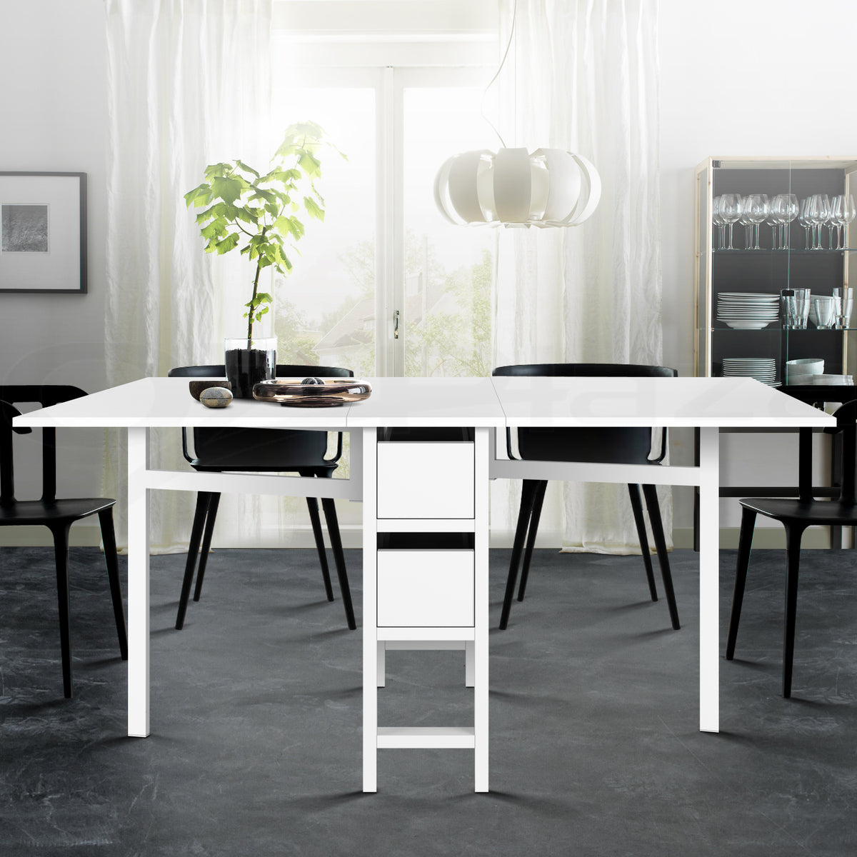Artiss White Extendable Folding Dining Table