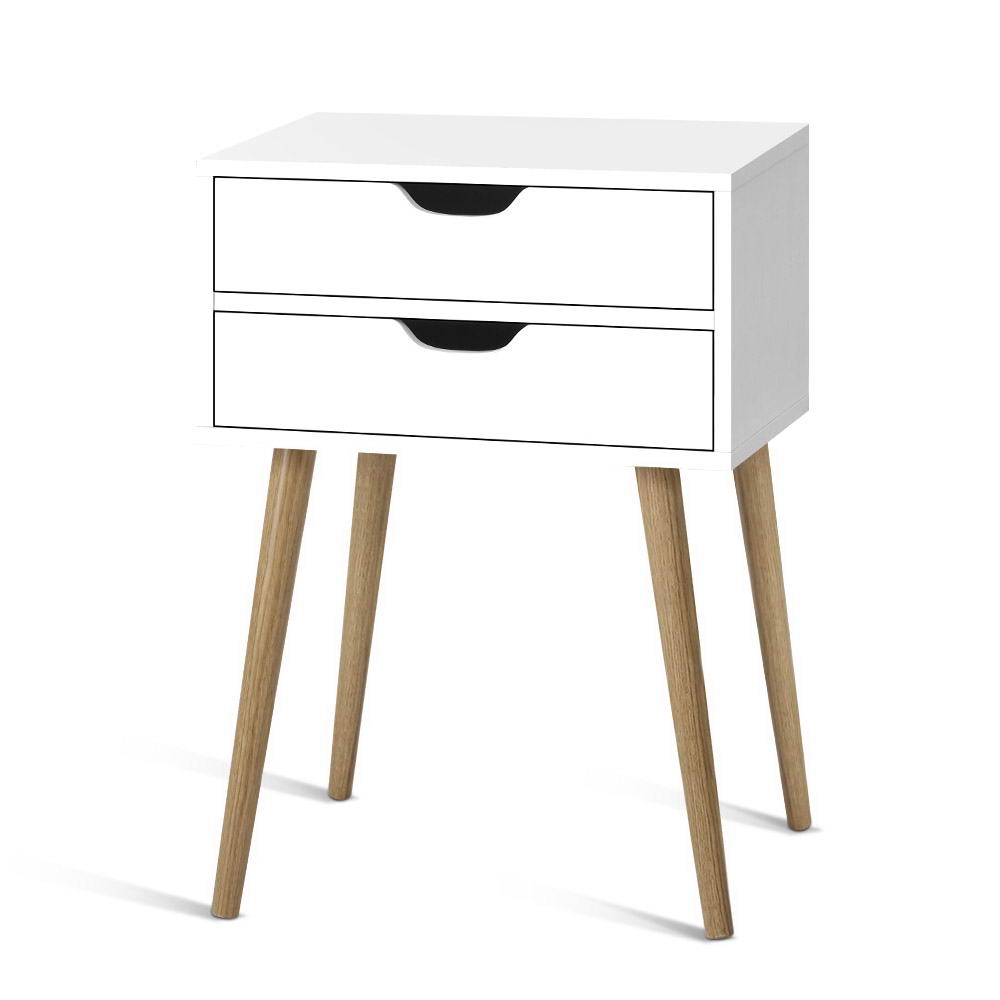 Artiss Bodie White Bedside Table with Two Drawers