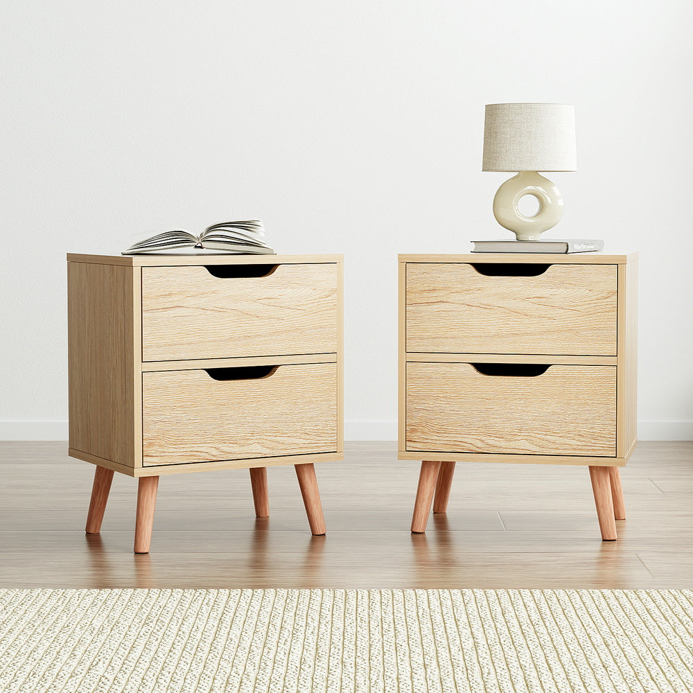 Artiss Boden Pine Finish Bedside Tables, Set of 2