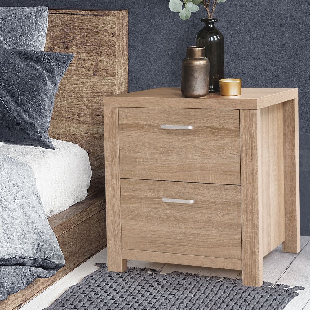 Artiss Maxi Pine Finish Bedside Tables, Set of 2