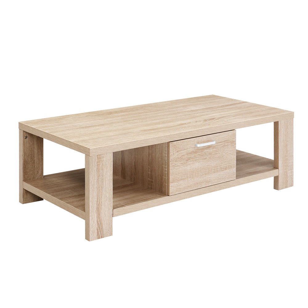 Artiss Maxi Oak Finish Coffee Table with Drawer