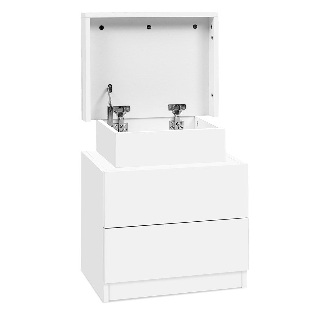 Artiss Coley White Bedside Table with Lift Up Storage