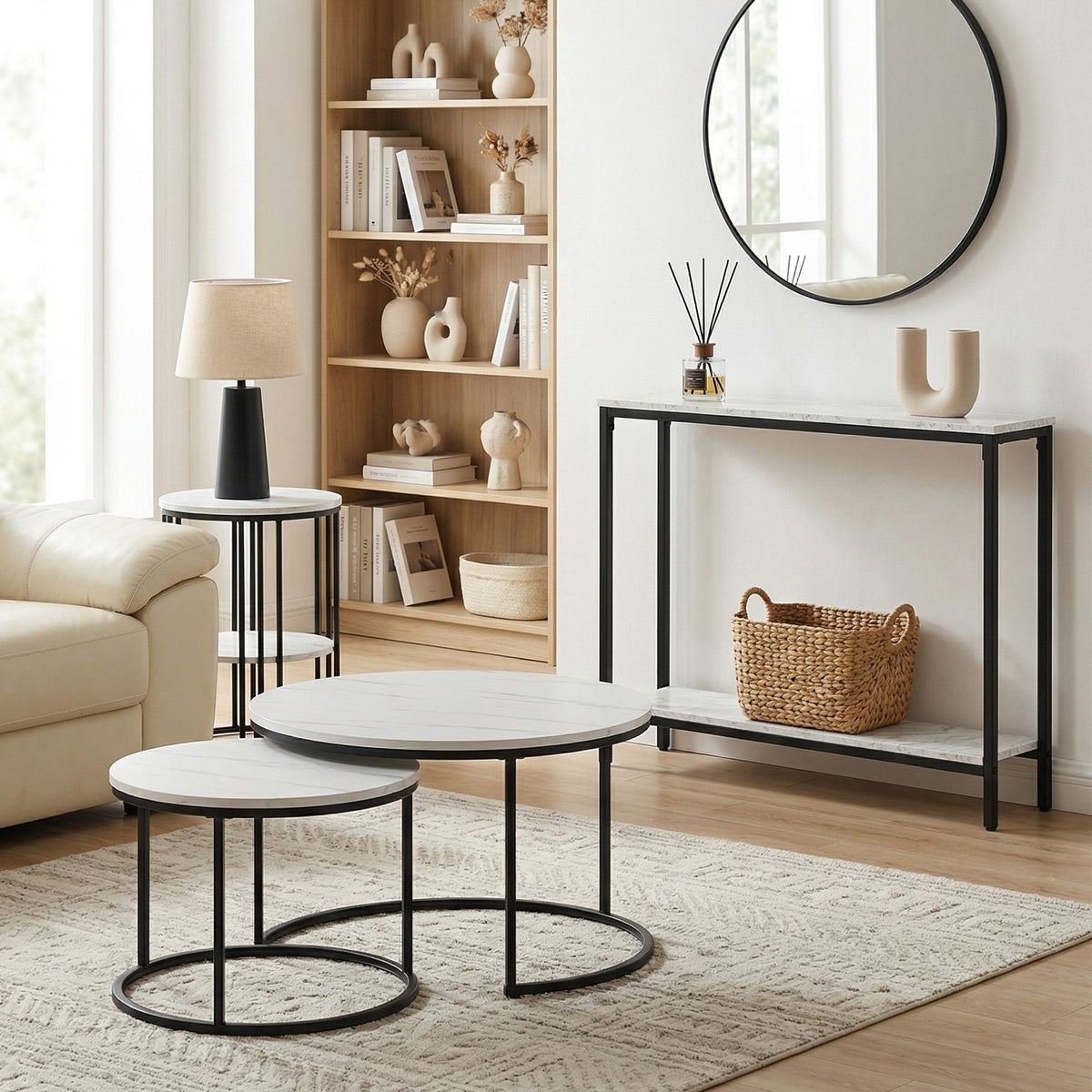 Artiss White Marble Effect Console Table