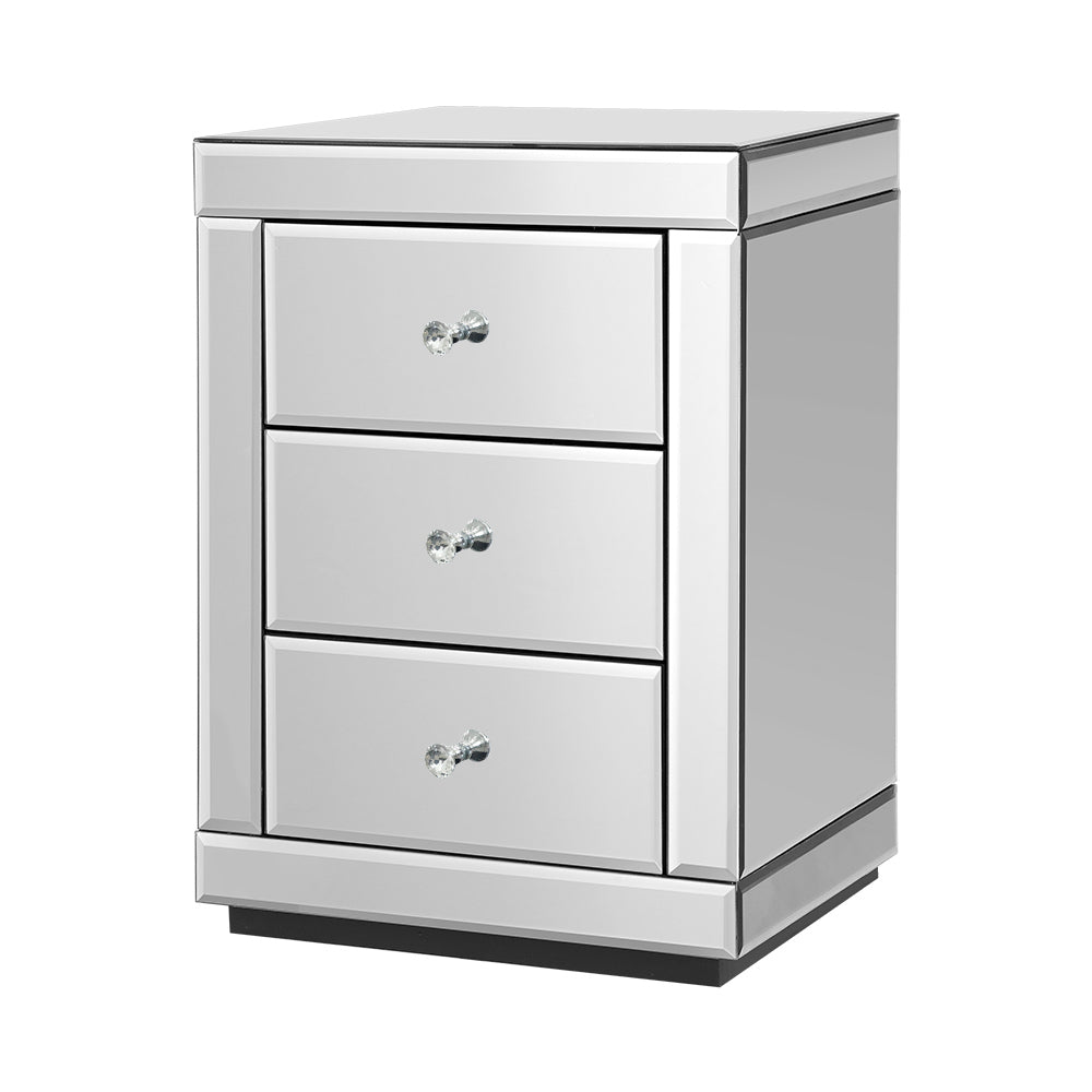 Artiss Presia Silver Mirrored Bedside Table