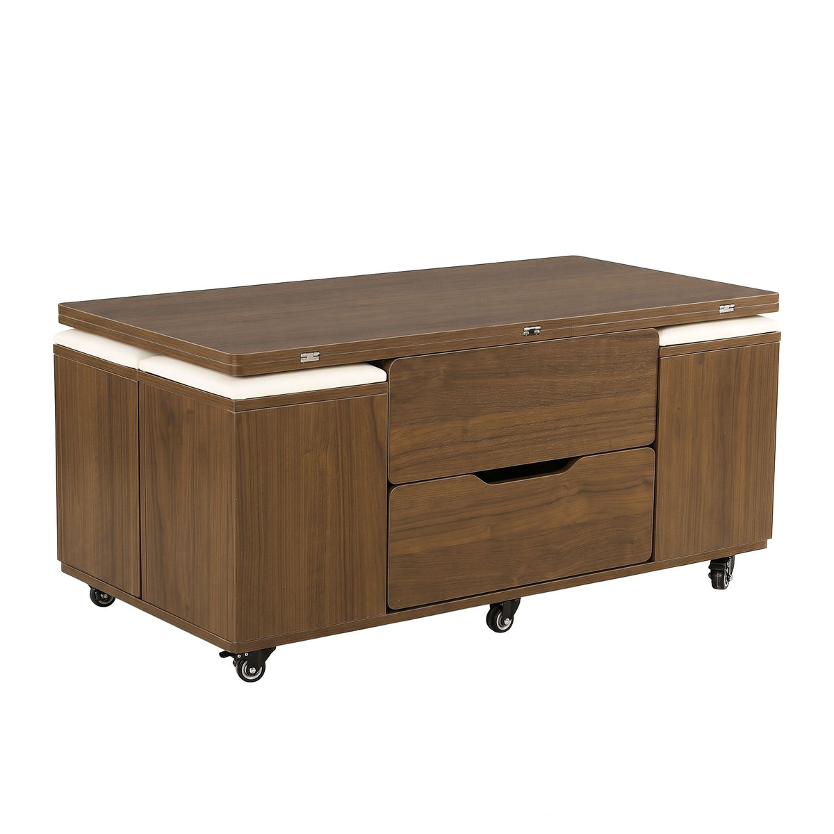 Fittro Walnut Lift Top Coffee Table with Four Chairs