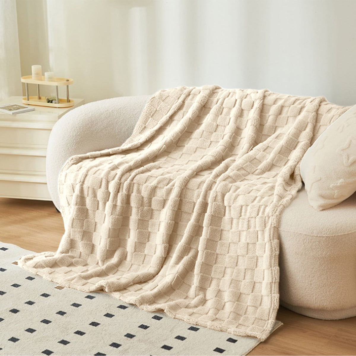 Super Soft Throw Blanket, Cooling Blankets, Cotton Bed Blanket, Cotton Thermal Throw Blanket, Lightweight Throw Breathable Premium Soft Comfortable Machine Washable Blanket for All Season 39.3×59 in White