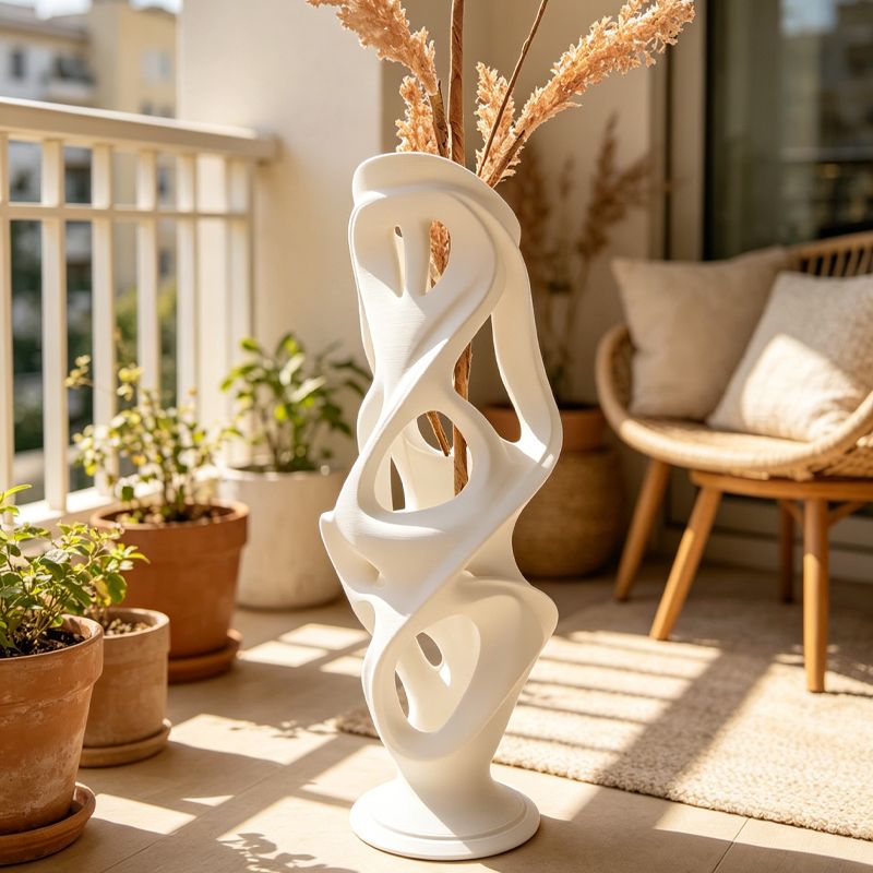 White 3D Printed Decorative Vase