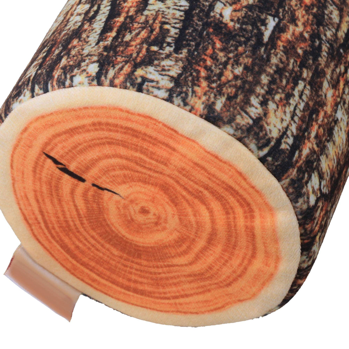 Cute round wood grain soft plush seat cushion, long cylindrical tree stump creative high cushion home decoration pillow