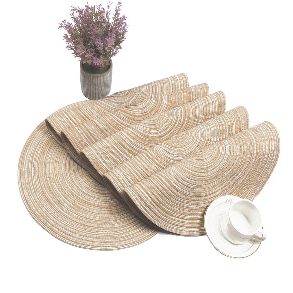 Round Woven Look Placemats, Set of 6
