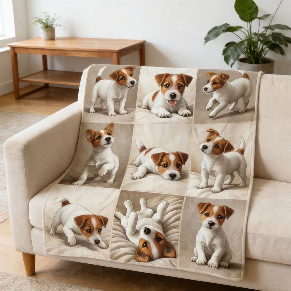Dog Print Flannel Blanket, Soft Throw Blanket for Couch and Bed, Lightweight Cozy Pet Lover Blanket, Digital Heat Transfer Polyester Throw for Living Room and Relaxation
