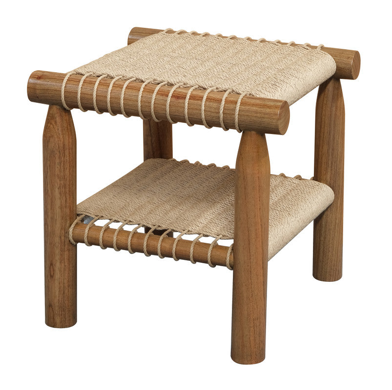 Kelly Almond Handwoven Rattan Side Table