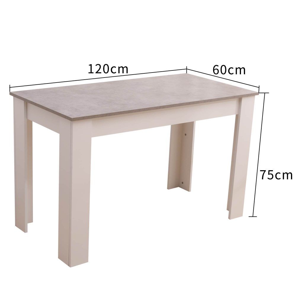Grey and White Rectangular Dining Table, 120 cm