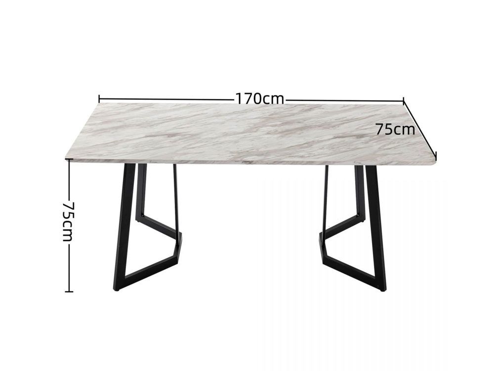 Rectangular Marble Effect Dining Table, 170 cm