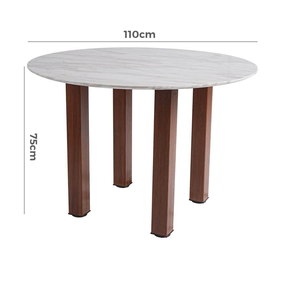 Willowmarble Round Marble Look Dining Table
