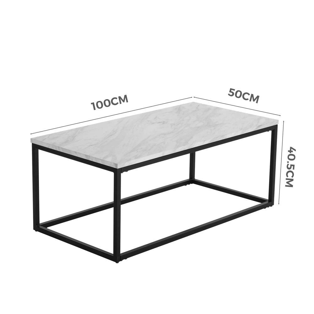Industrial Rectangular Marble Effect Coffee Table