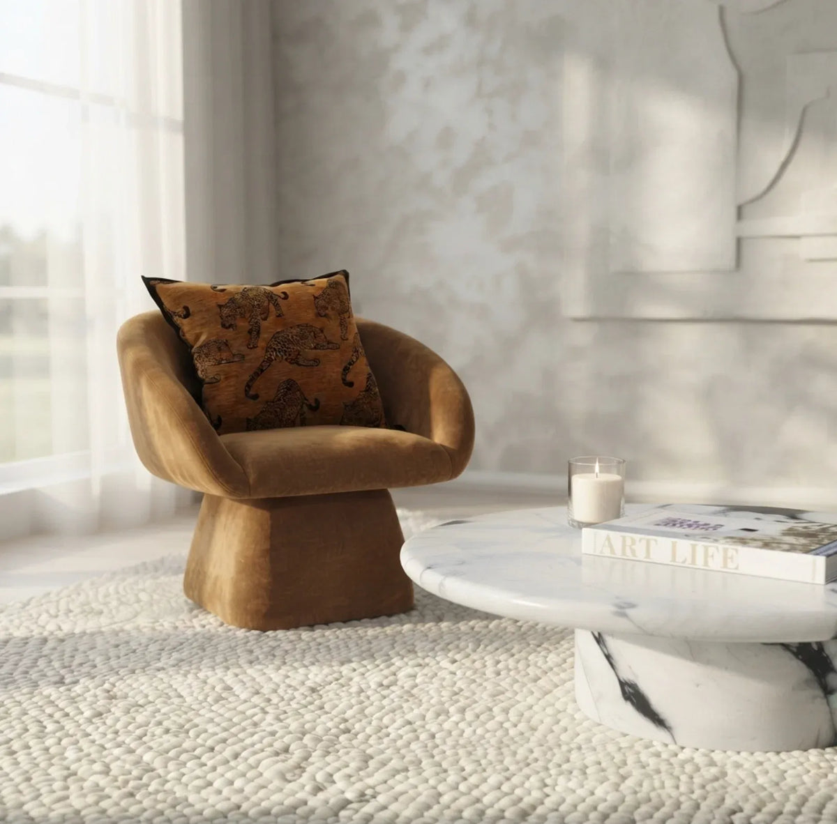 Interior Ave Nobu Panda Marble Finish Coffee Table