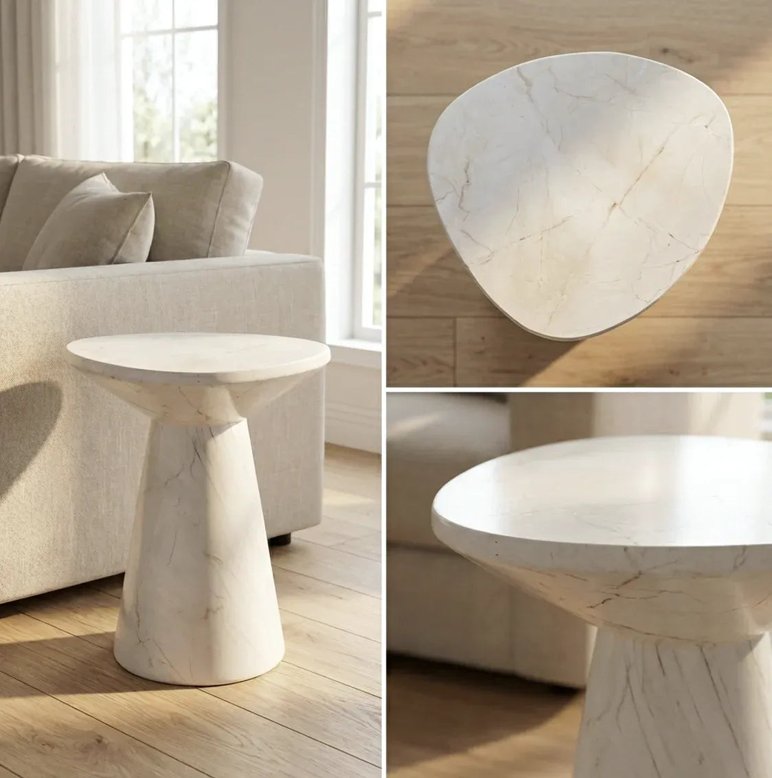 Interior Ave Veneta Calacatta Ivory Finish Side Table