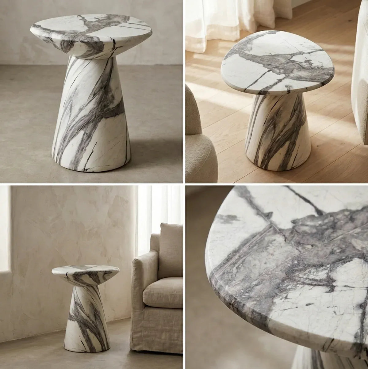 Interior Ave Veneta Panda Marble Finish Side Table