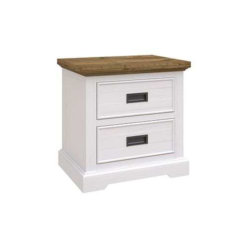 Miami White Bedside Table with Two Drawers