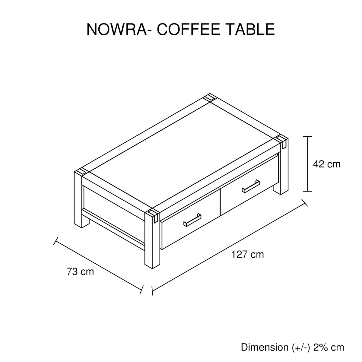 Chocolate Finish Acacia Coffee Table with Drawer