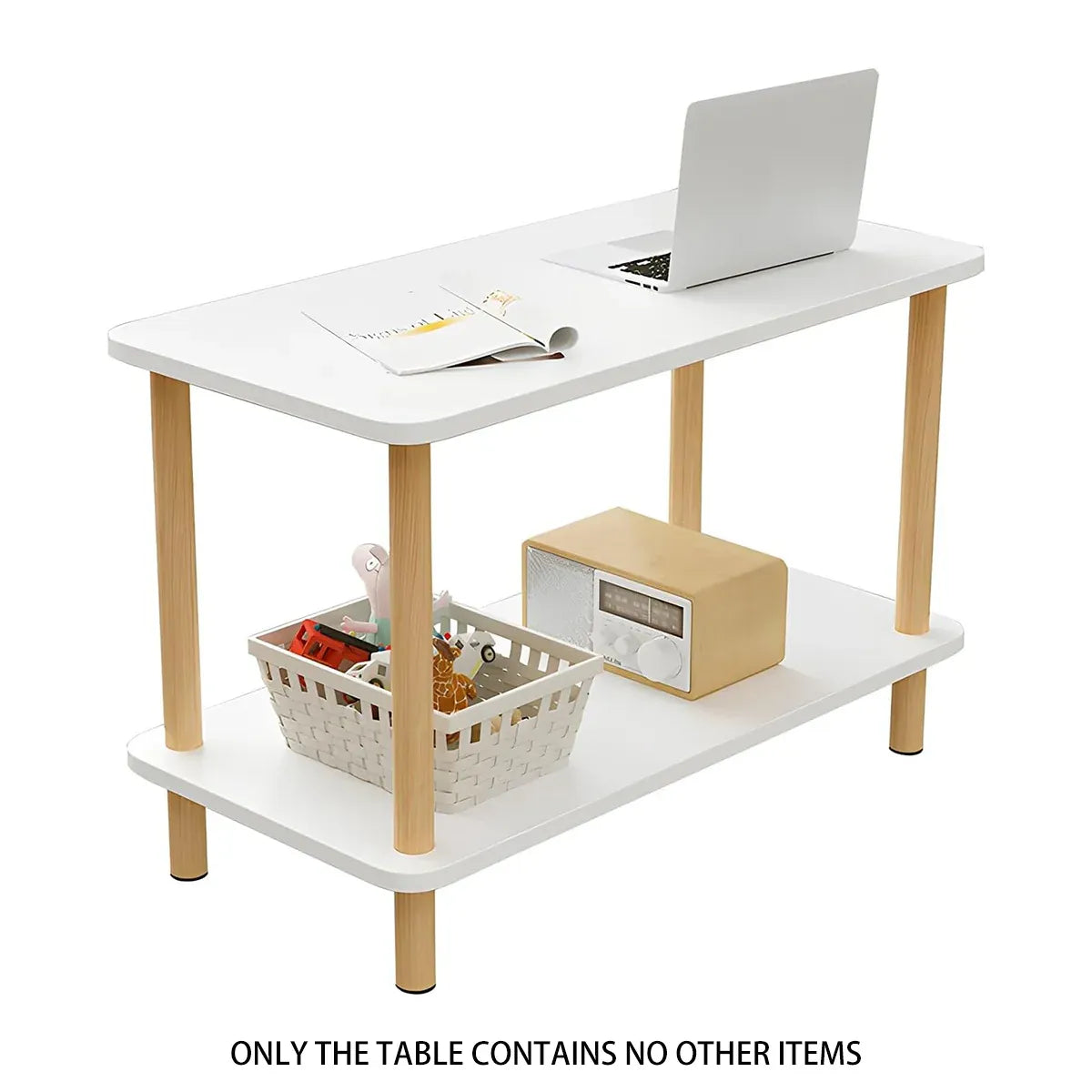 Living Room Side Table with Storage Rack