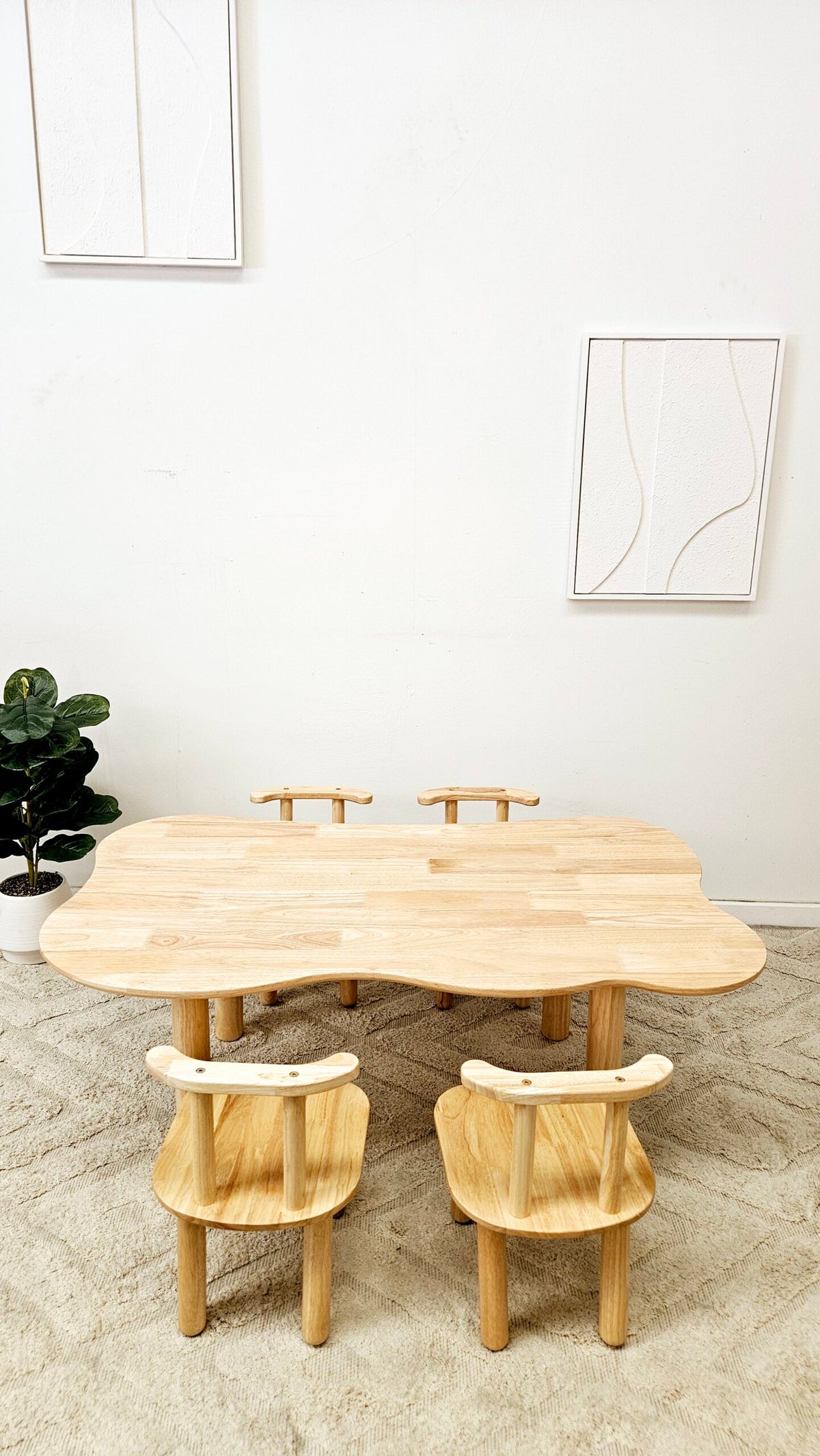 Kids Hardwood Cloud Table and Four Chairs