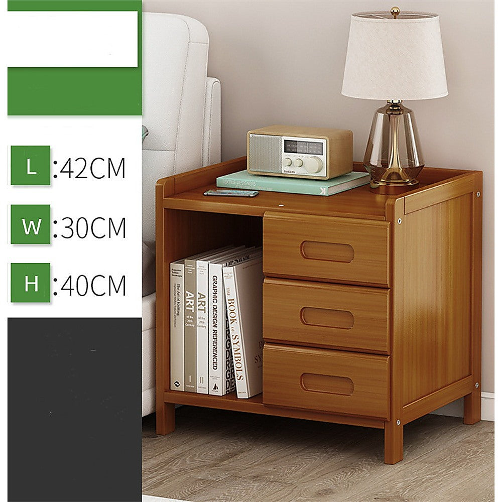 Dark Bamboo Bedside Table, 42 cm
