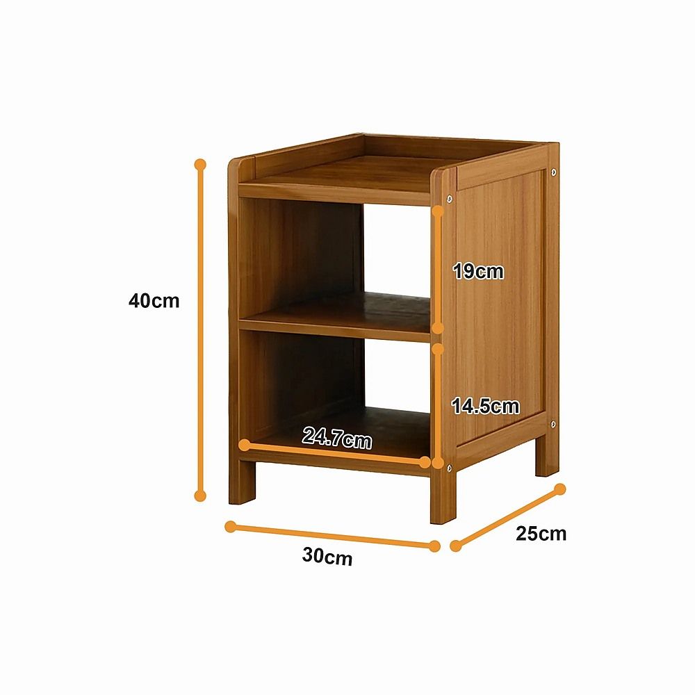 Dark Bamboo Bedside Table, 25 cm