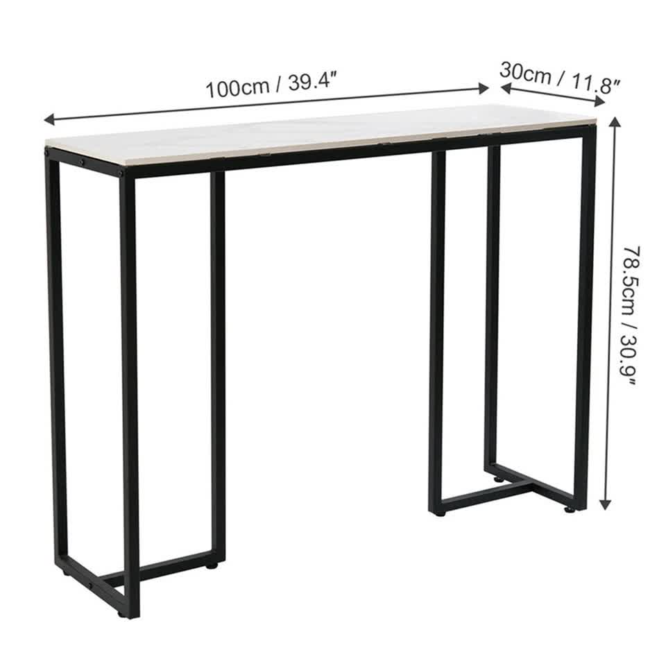 Sintered Stone Console Table with Metal Frame, 100 cm