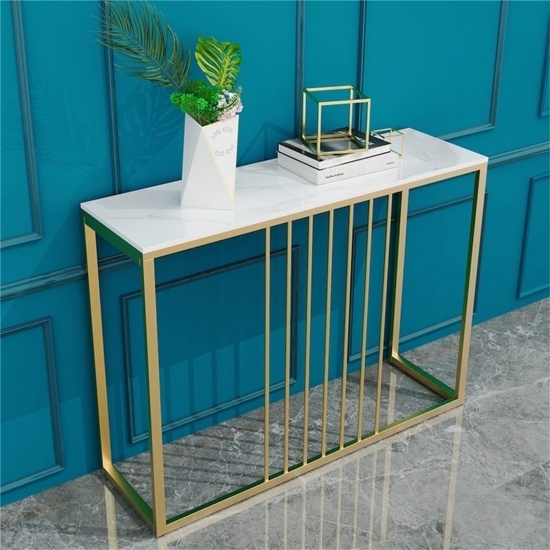 Gold Frame Sintered Stone Console Table