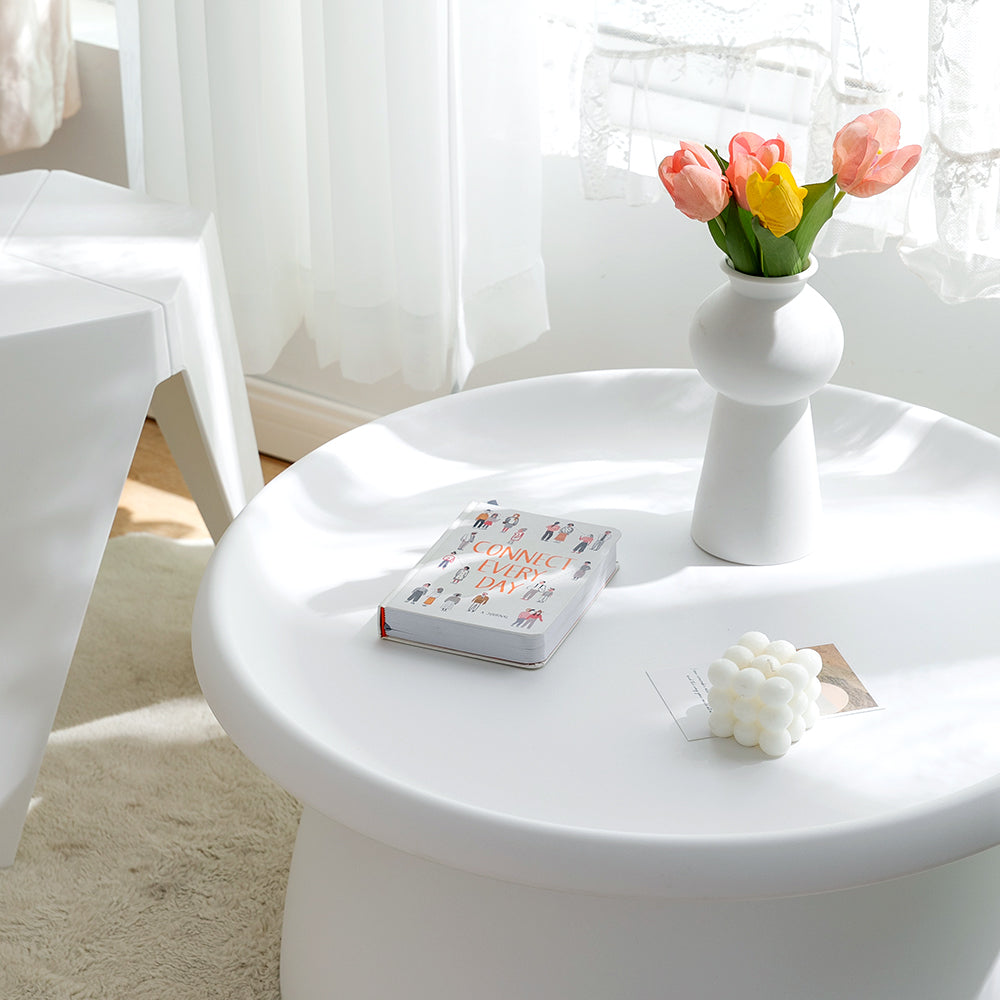 Artiss Ivory Round Coffee Table, 71 cm