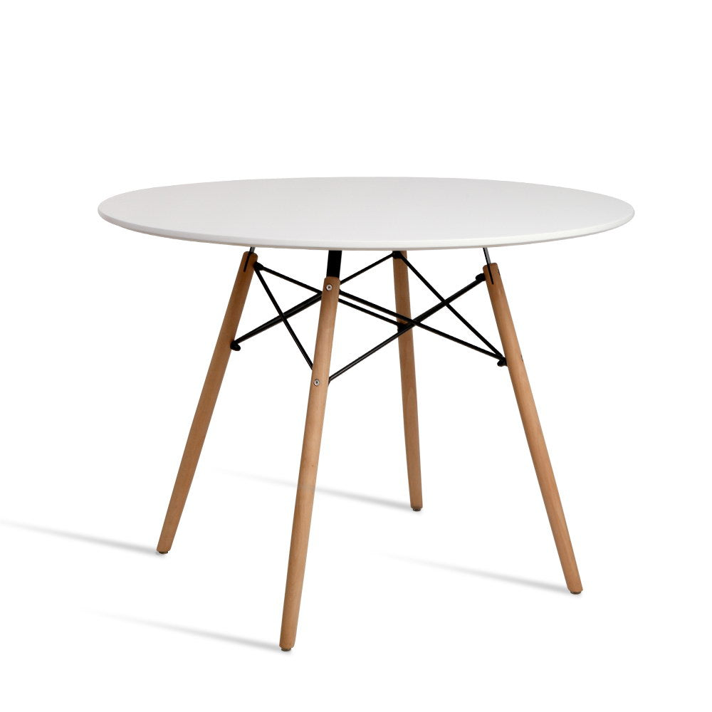 Artiss White Round Four Seater Dining Table, 100 cm