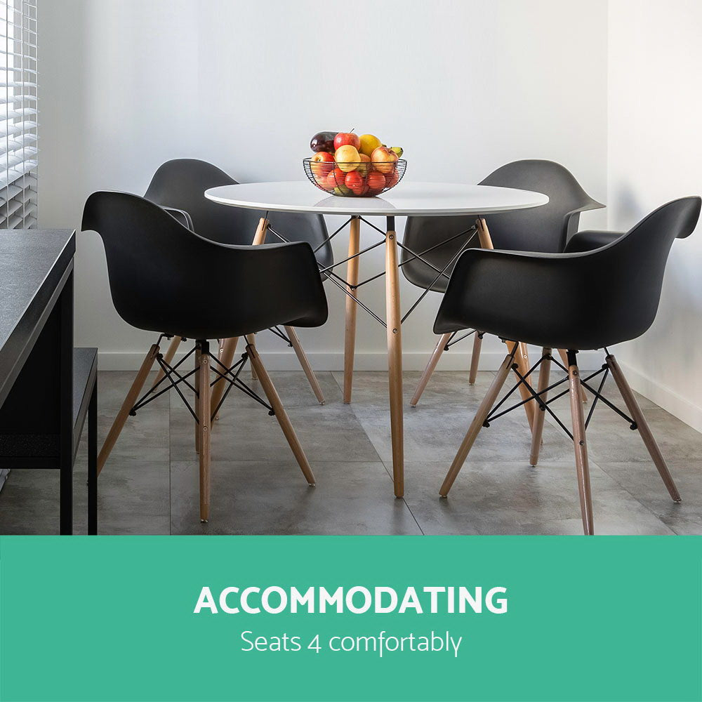 Artiss White Round Four Seater Dining Table, 100 cm