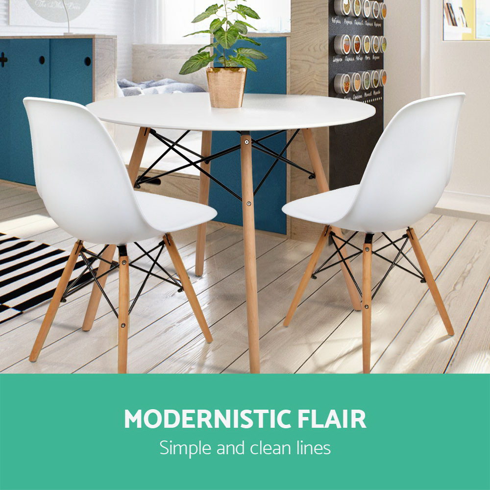 Artiss White Round Four Seater Dining Table, 100 cm
