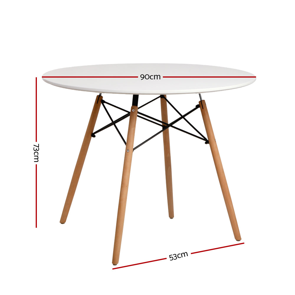 Artiss White Round Dining Table, 90 cm