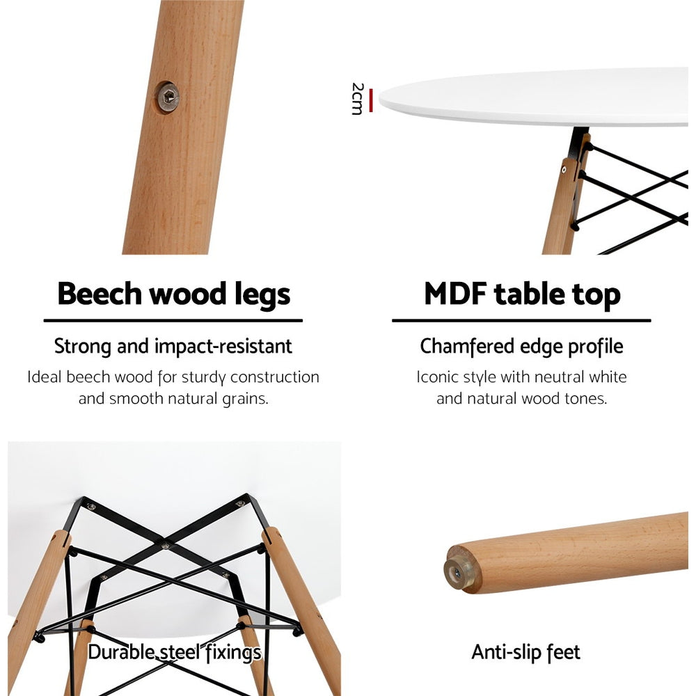 Artiss White Round Dining Table, 90 cm