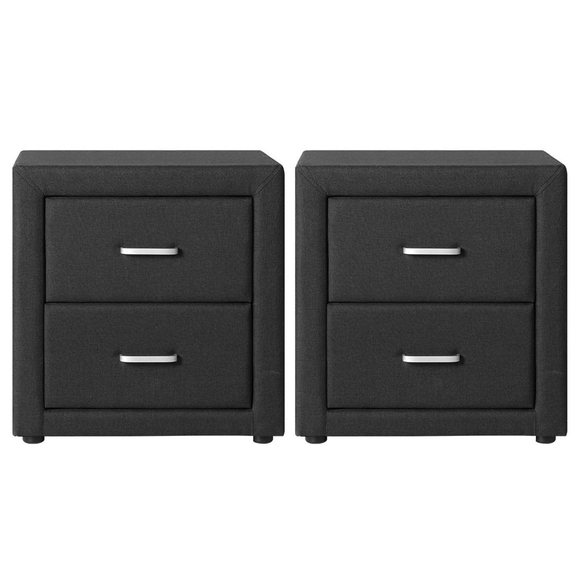 Artiss Caden Charcoal Fabric Bedside Tables, Set of 2