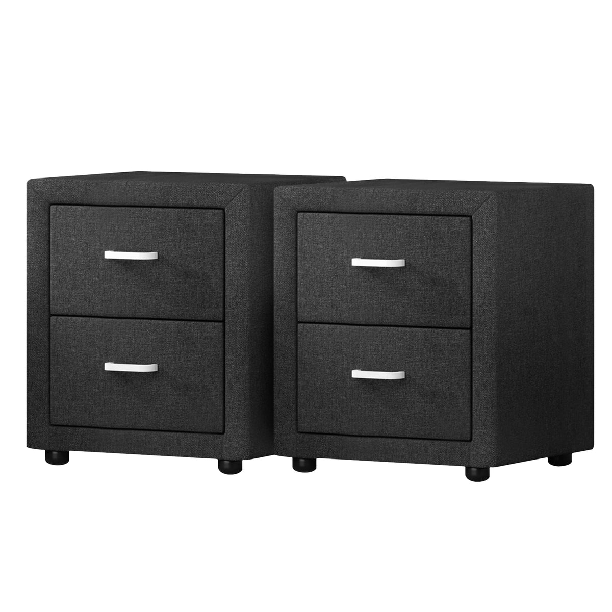 Artiss Caden Charcoal Fabric Bedside Tables, Set of 2