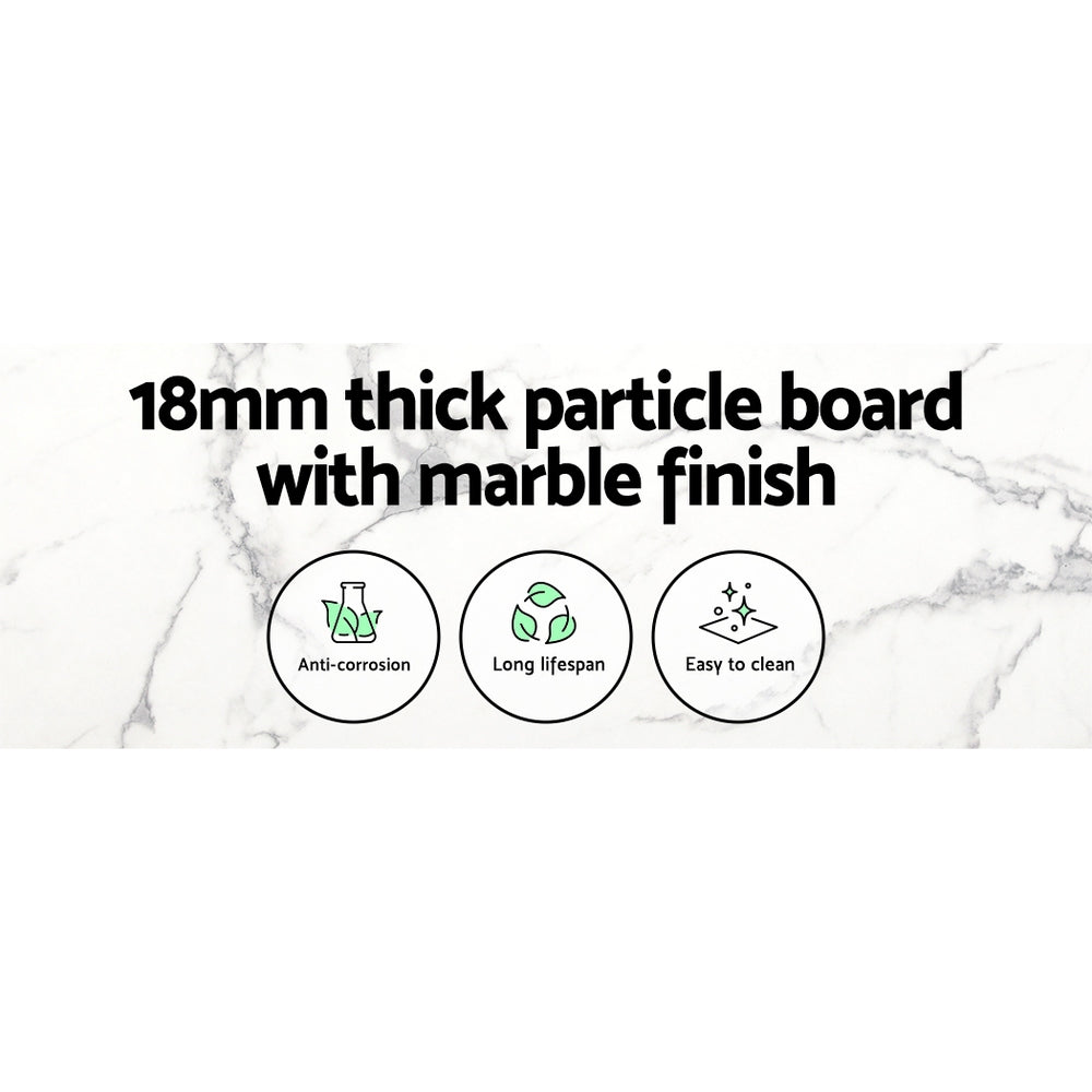 Artiss Round Marble Effect Dining Table, 110 cm
