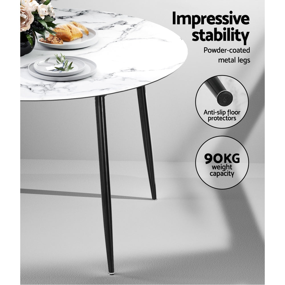 Artiss Round Marble Effect Dining Table, 110 cm