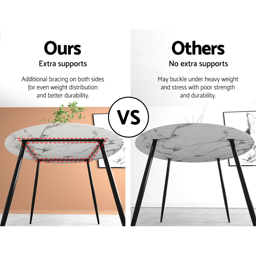 Artiss Round Marble Effect Dining Table, 110 cm