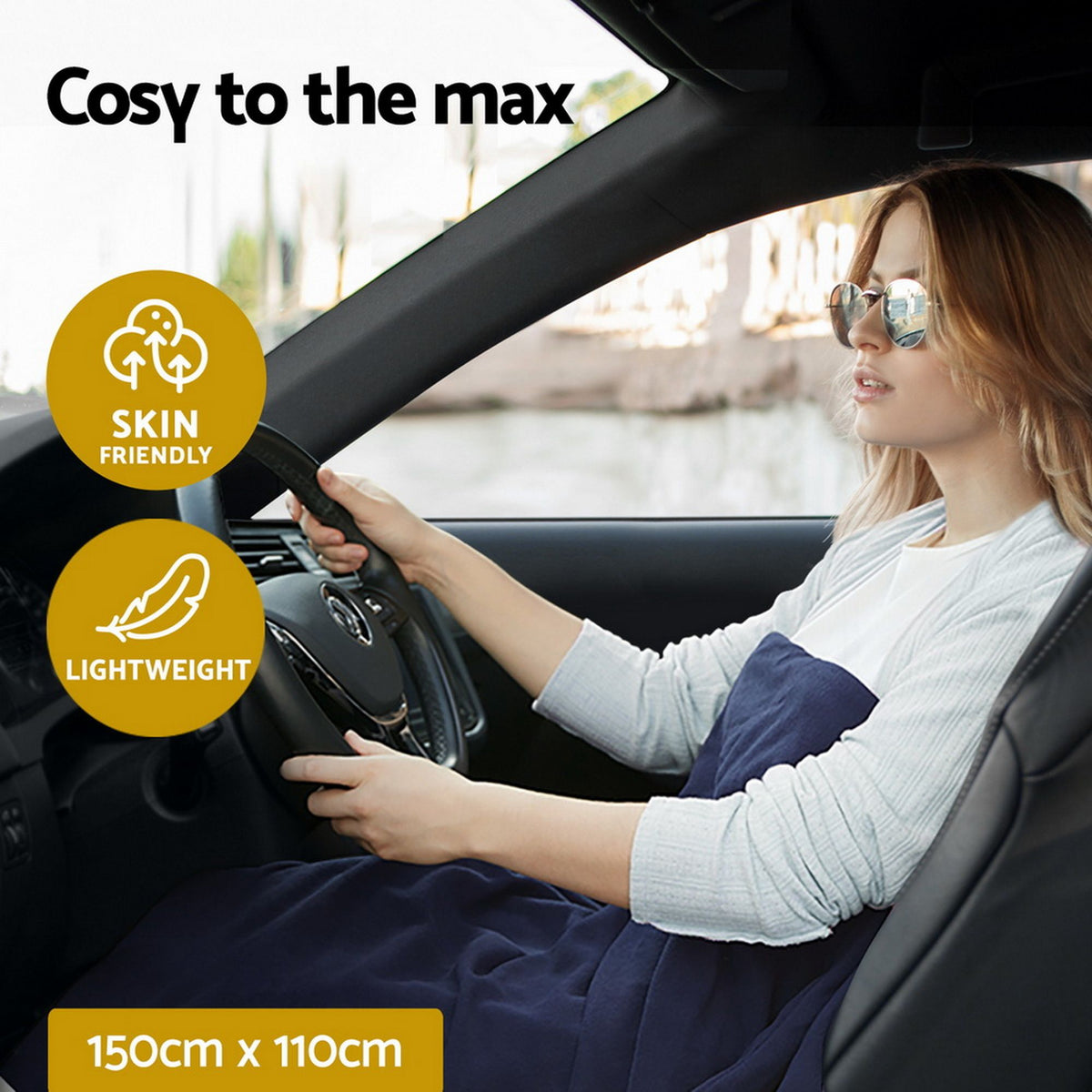 Giselle Electric Heated Blanket Car Truck Throw Rug Travel Camping 12V DC Aut