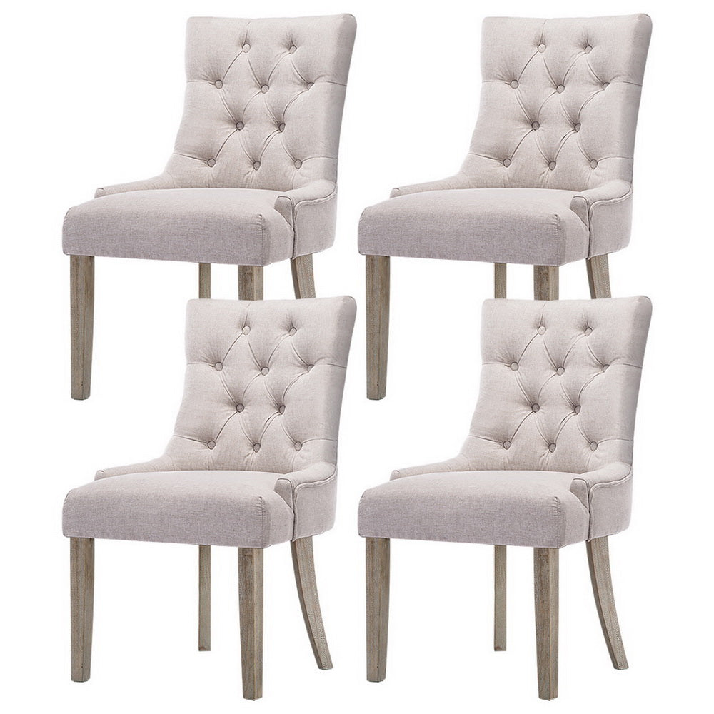 Artiss Dining Chairs Set of 4 Linen French Provincial Beige