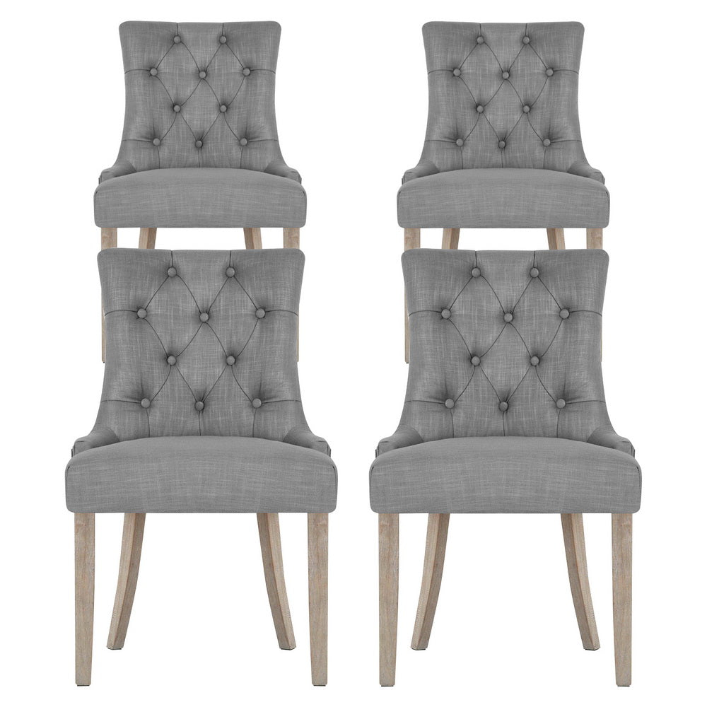 Artiss Dining Chairs Set of 4 Linen French Provincial Grey