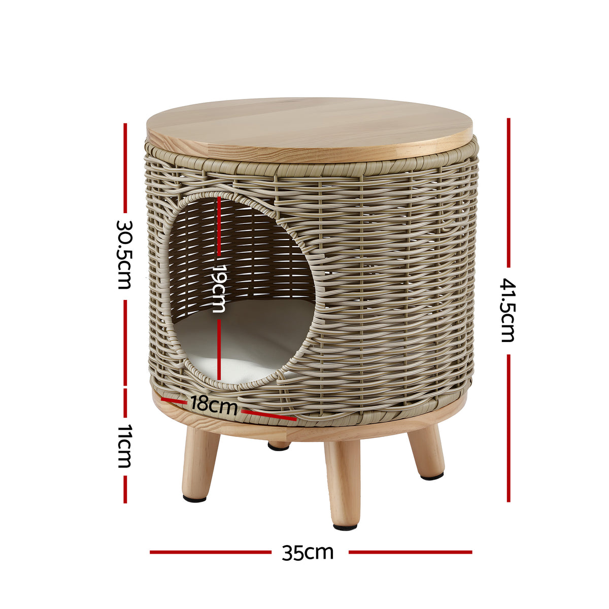 Gardeon Wicker Side Table with Pet Bed Storage