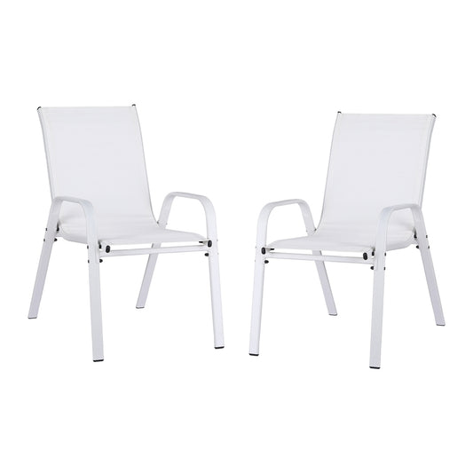 Gardeon 2PC Outdoor Dining Chairs Stackable Lounge Chair Patio Furniture White