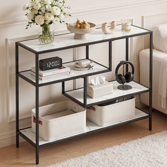 Artiss Marble Effect Console Table with Four Shelves