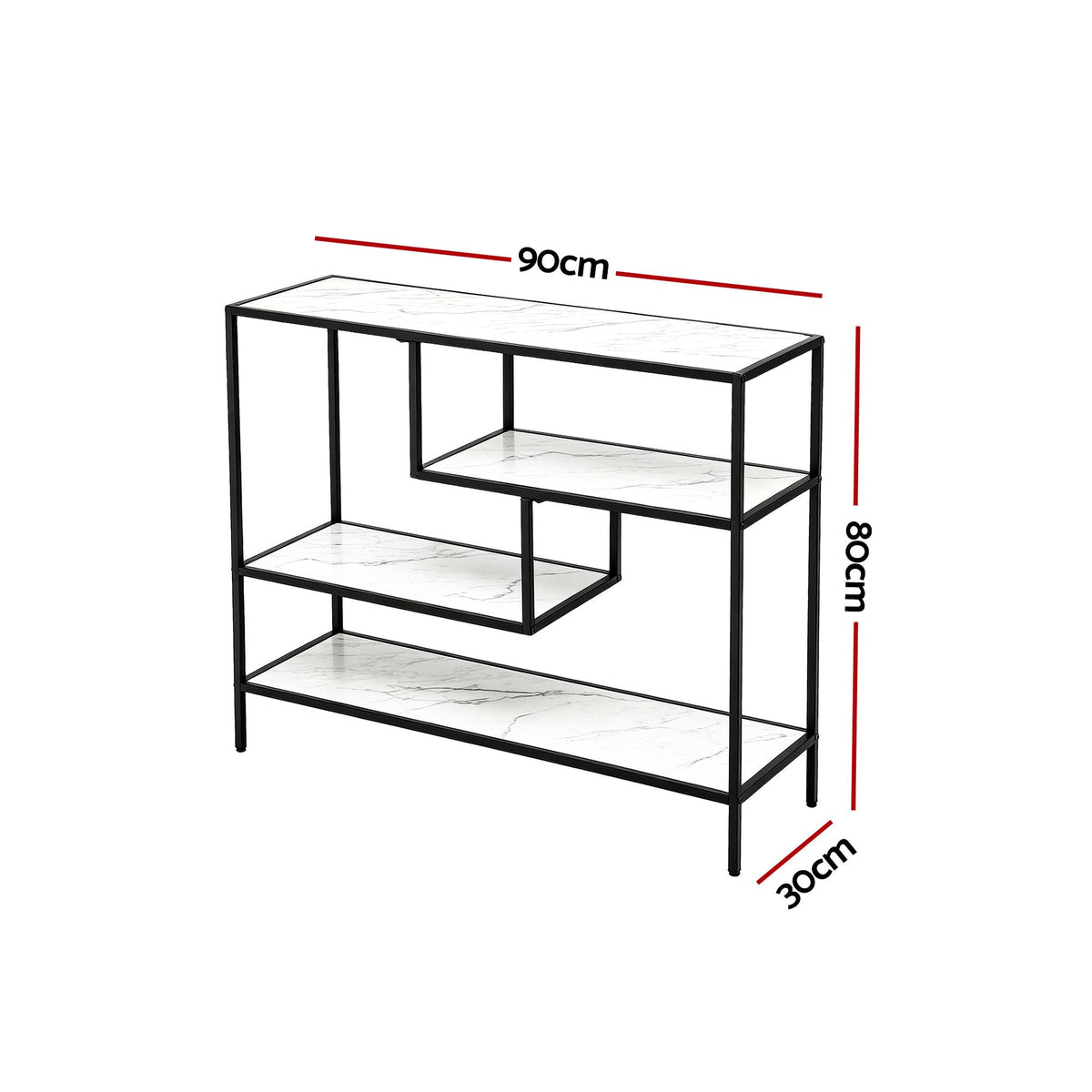 Artiss Marble Effect Console Table with Four Shelves