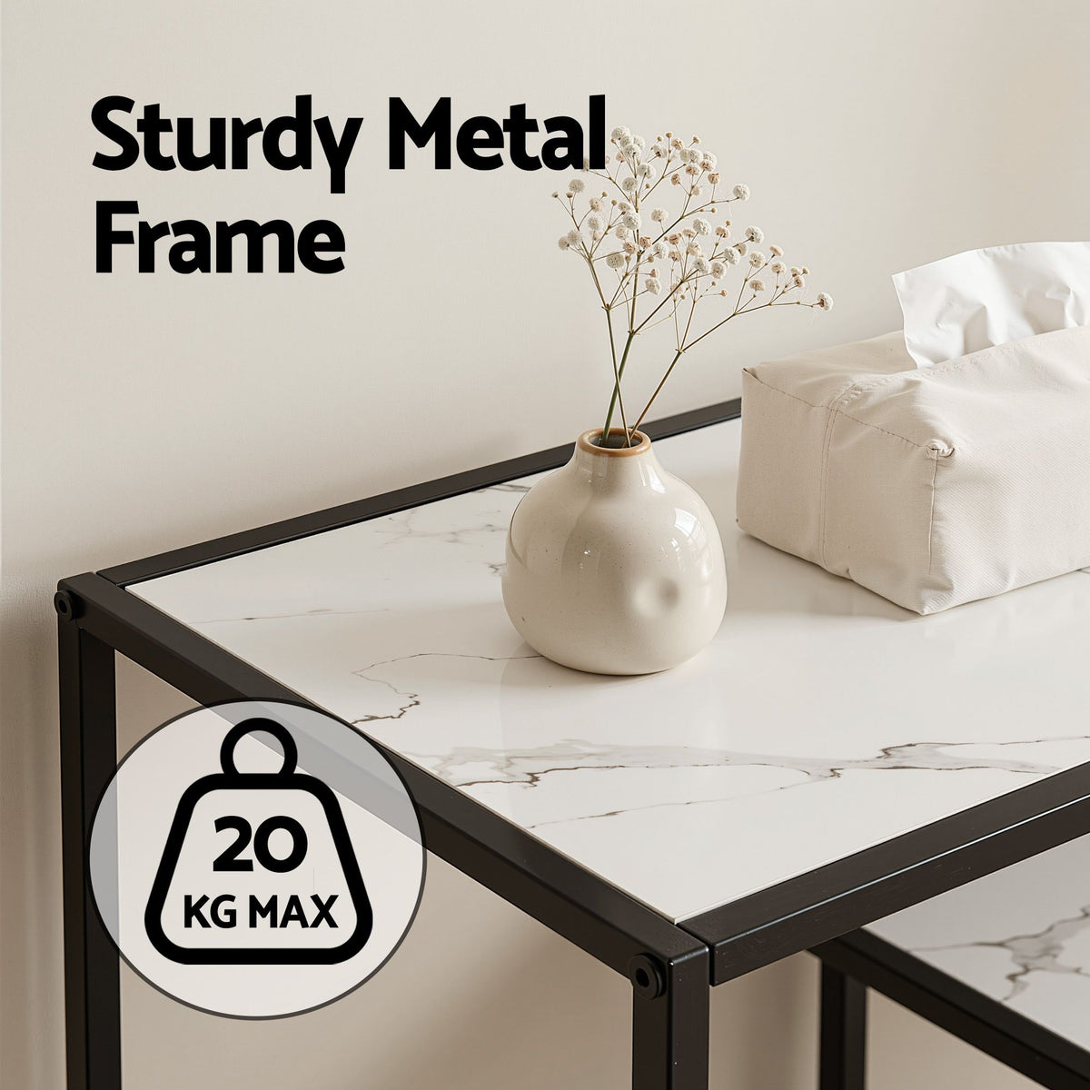 Artiss Marble Effect Console Table with Four Shelves