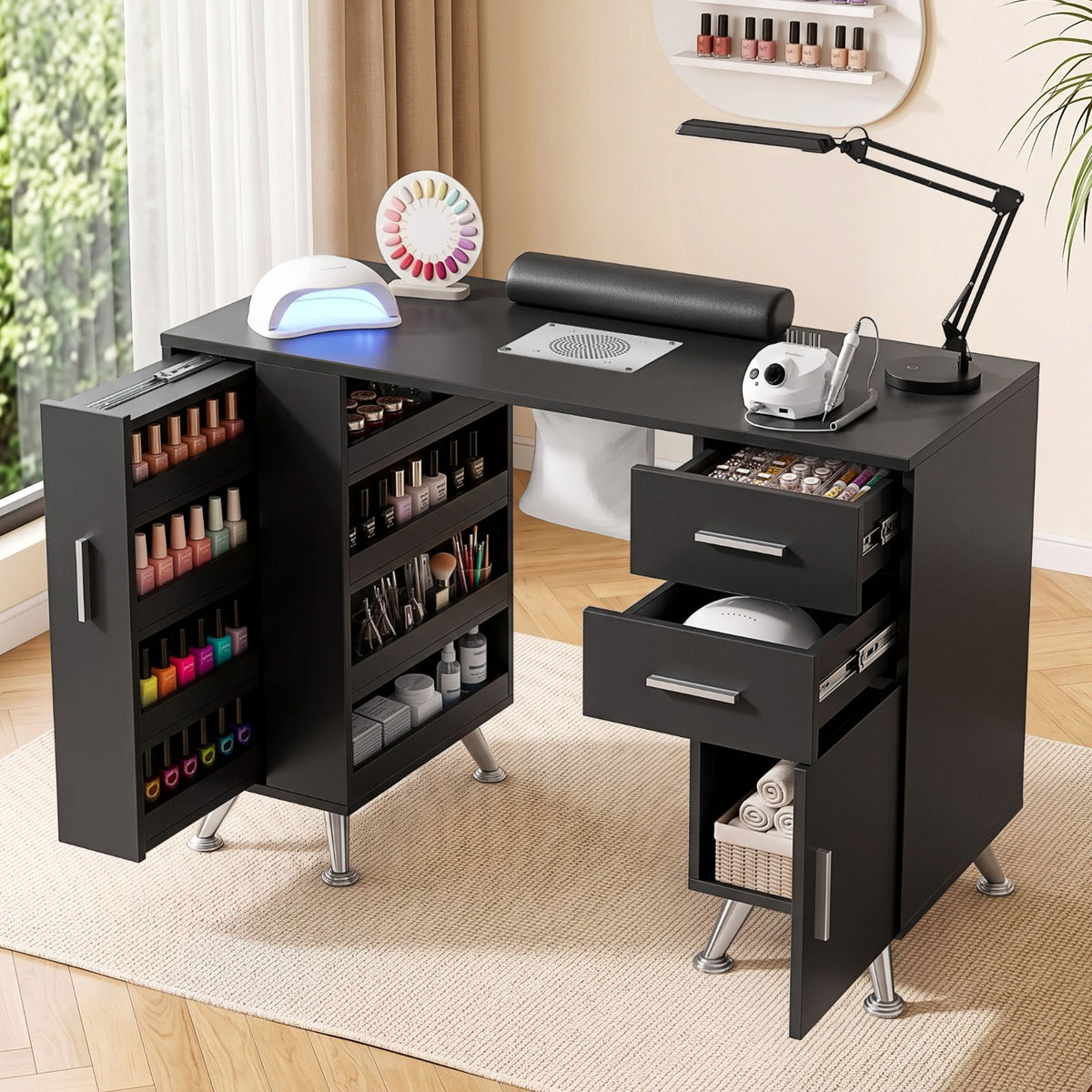 Artiss Black Manicure Table with Dust Collector